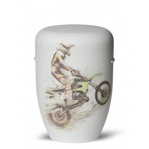 Hand Painted Biodegradable Cremation Ashes Funeral Urn / Casket – Motocross (Dirt Bikes)